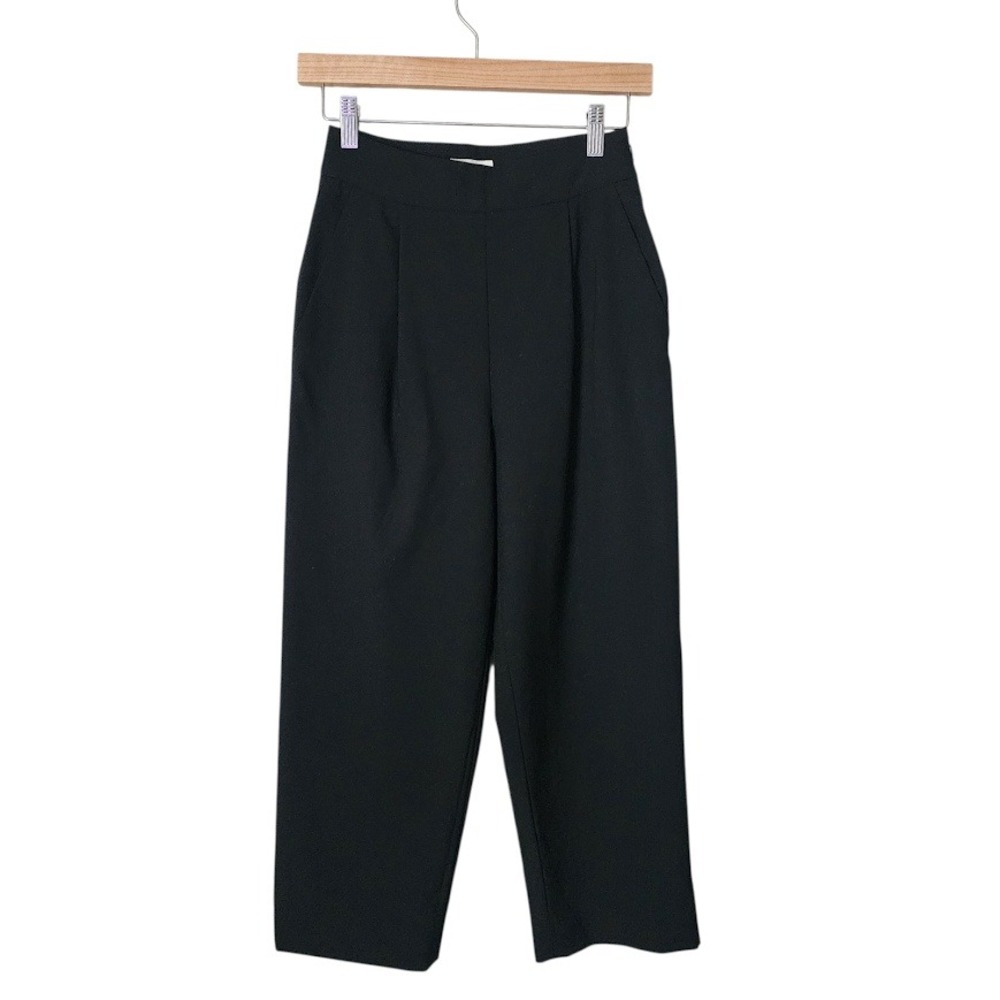 BALLSEY TOMORROWLAND Japan Black Pleated Cropped Wide Leg Trousers Pants